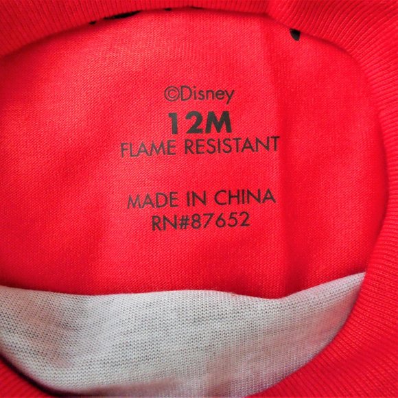 Disney Mickey Mouse 2 Piece Pajama Set Red 12M - Picture 6 of 8